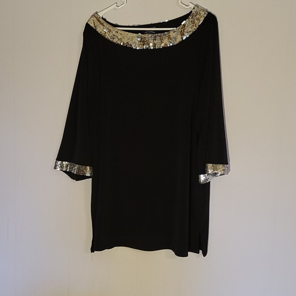 Charter Club Black & Silver Sequin Shirt